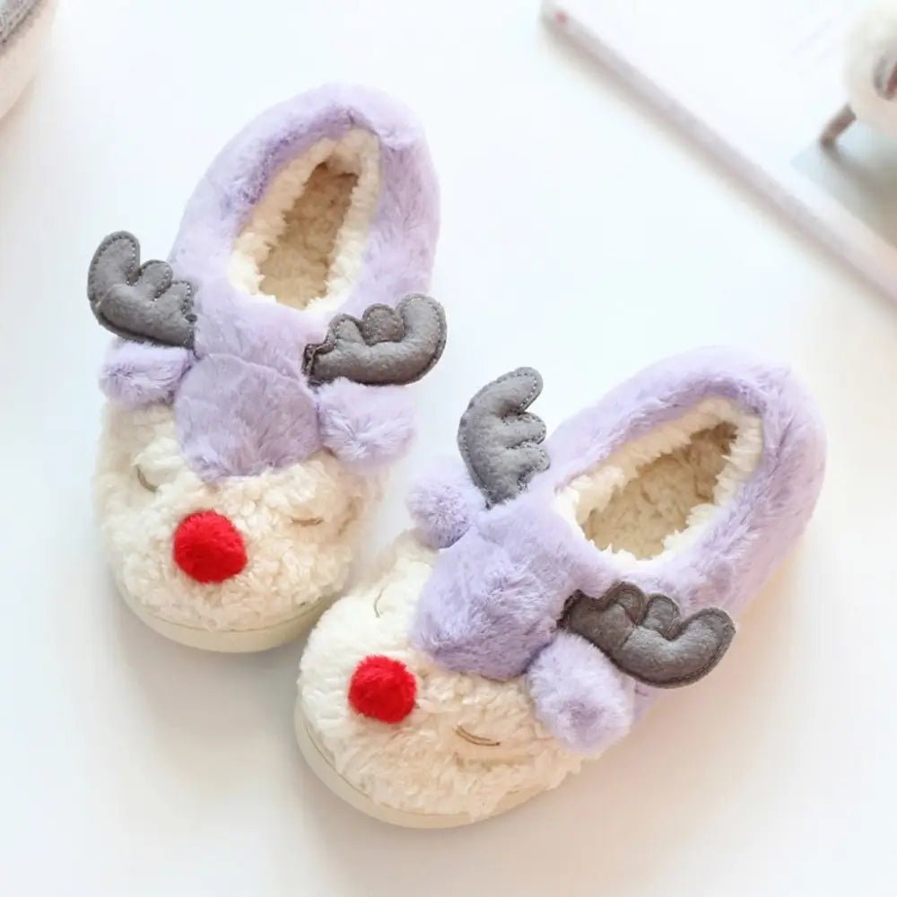 Light Purple Reindeer Slippers for Cozy Christmas Comfort - Cosparty