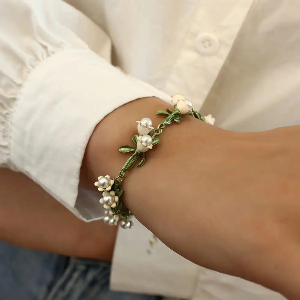 Lily Of The Valley Pearl Bracelet for Whimsical Jewelry Lovers - bracelet