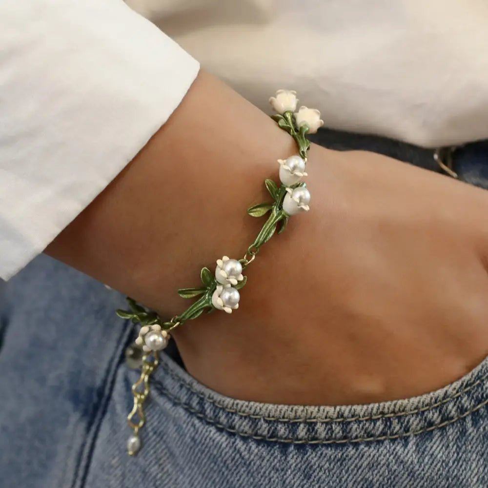 Lily Of The Valley Pearl Bracelet for Whimsical Jewelry Lovers - Cosparty