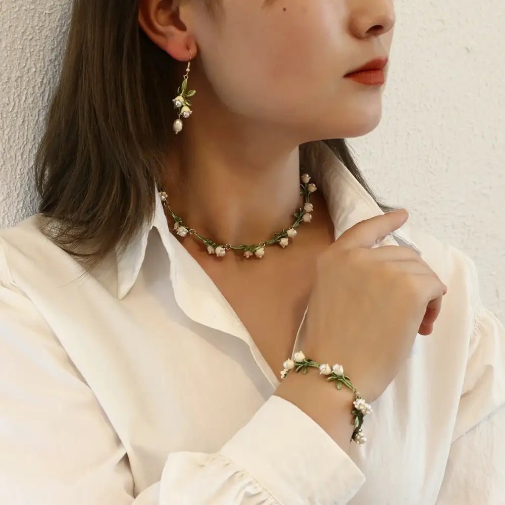 Lily Of The Valley Pearl Bracelet for Whimsical Jewelry Lovers - Cosparty