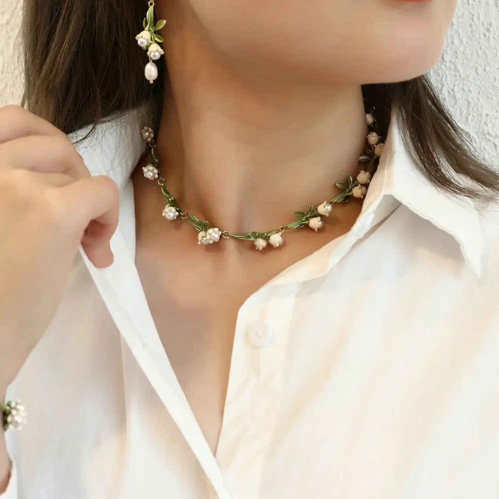 Lily Of The Valley Pearl Bracelet for Whimsical Jewelry Lovers - Necklace - bracelet