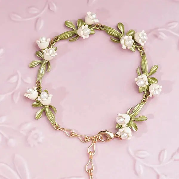 Lily Of The Valley Pearl Bracelet for Whimsical Jewelry Lovers - bracelet