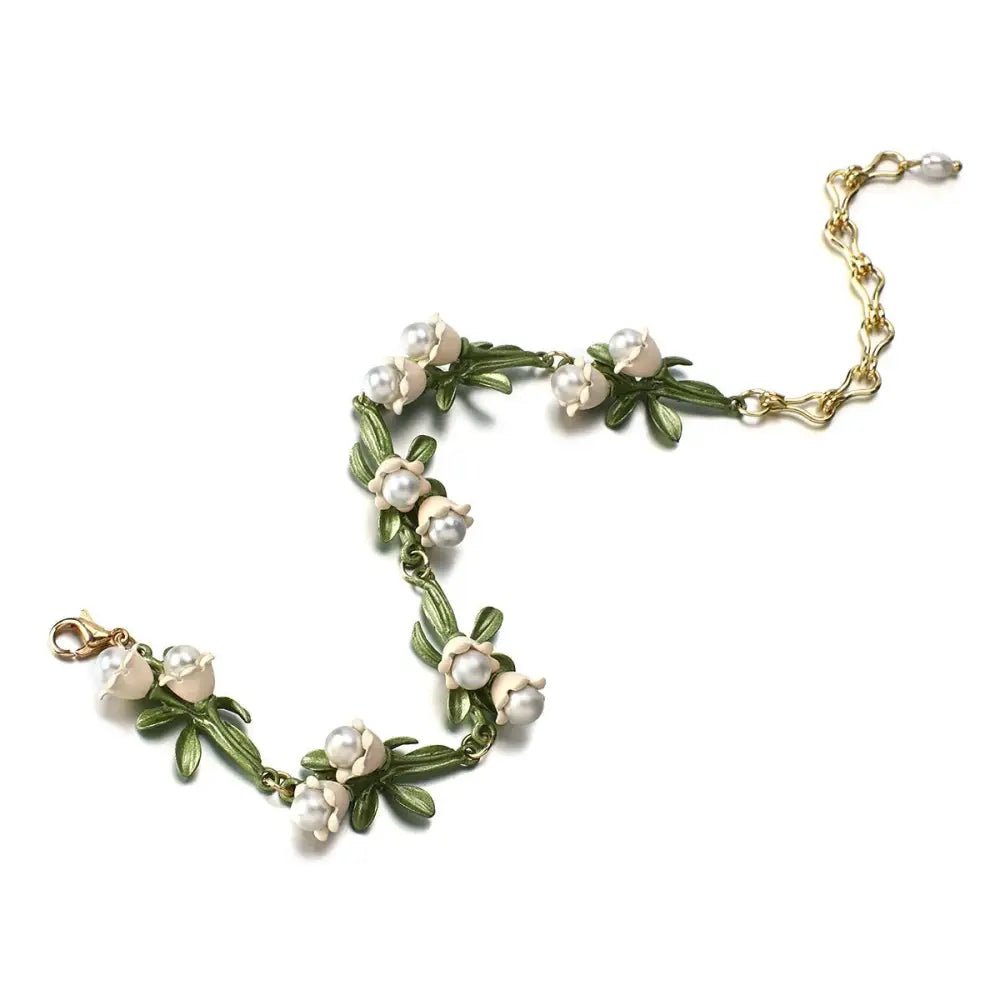 Lily Of The Valley Pearl Bracelet for Whimsical Jewelry Lovers - Cosparty