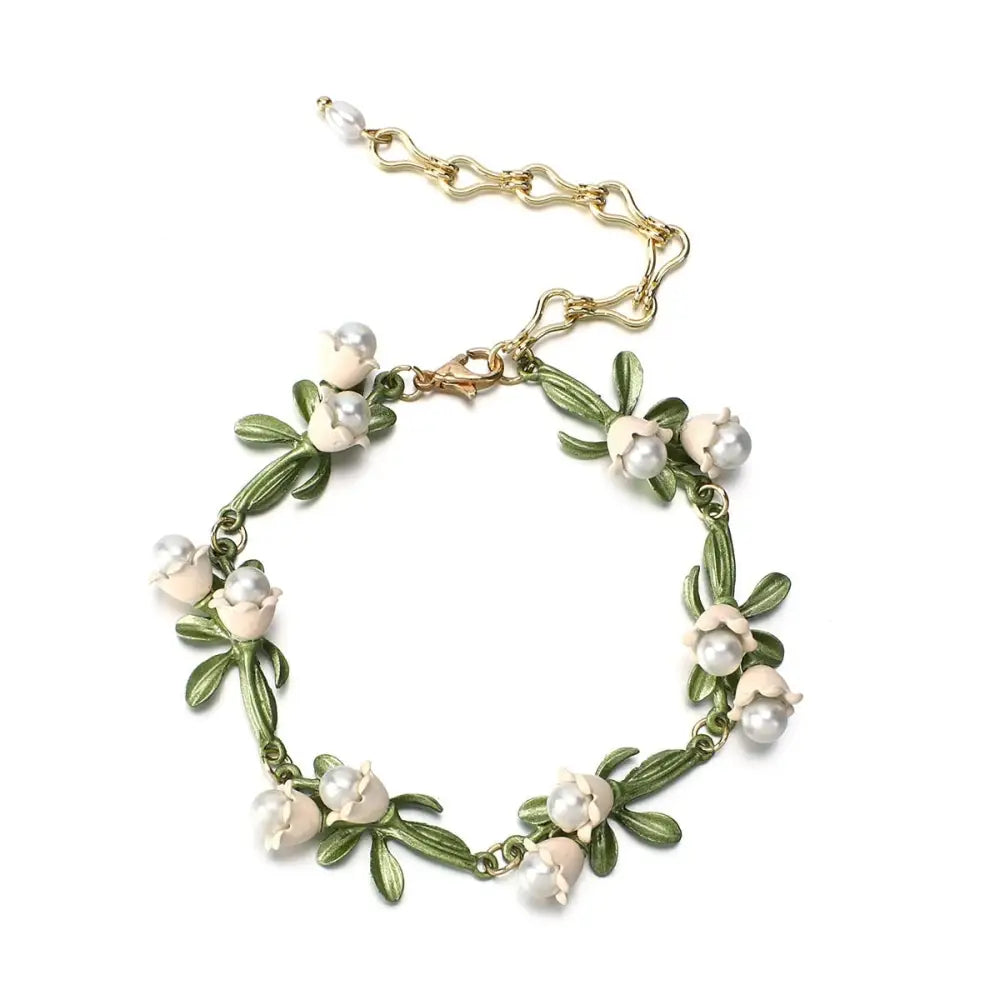 Lily Of The Valley Pearl Bracelet for Whimsical Jewelry Lovers - bracelet