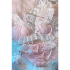 Doily Babydoll Lingerie Set - Pink / M(70ABC75A) - bdsm, black underwear, bows, bra, bralette