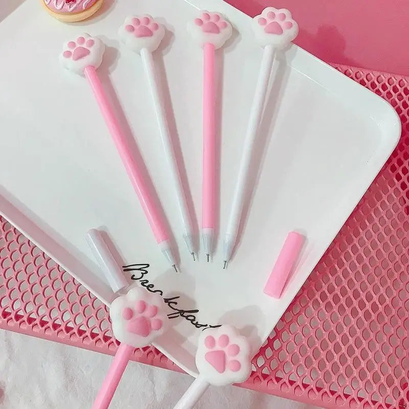 Little Paw Gel Pens in Pink and White Kawaii Styles Now In Stock - stationary