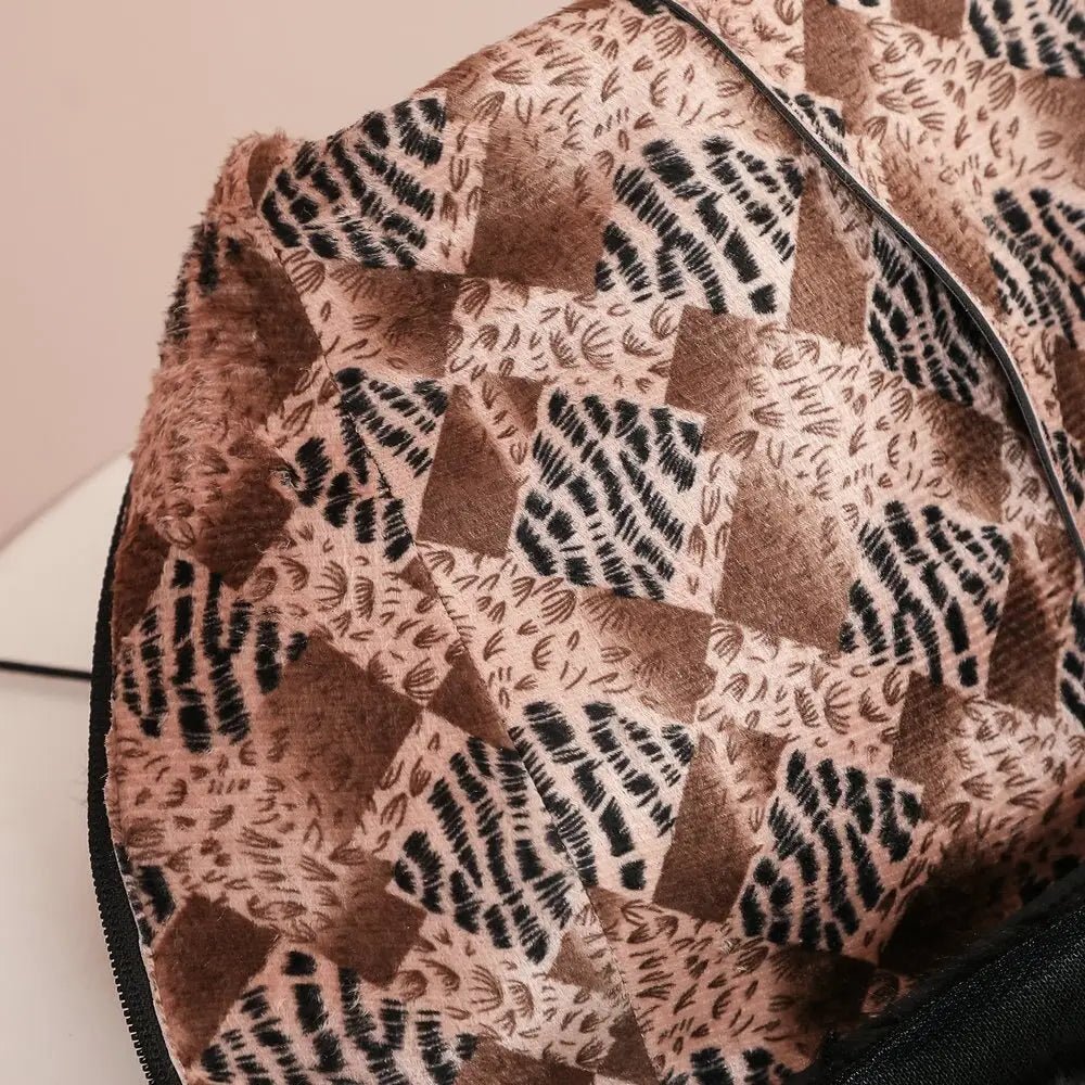 Lolita Bow Fur Knee High Boots in Pink, Black, and White - Cosparty