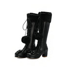 Lolita Bow Fur Knee High Boots - booties, boots, footwear, lolita fashion, lolita style Cosparty