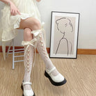 Lolita Lace Ribbon Rosebud Stockings in Black or White - socks