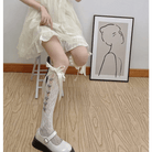 Lolita Lace Ribbon Rosebud Stockings in Black or White - Cosparty
