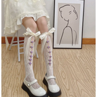 Lolita Lace Ribbon Rosebud Stockings in Black or White - socks