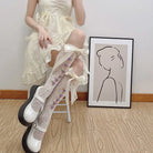 Lolita Lace Ribbon Rosebud Stockings in Black or White - socks