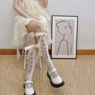 Lolita Lace Ribbon Rosebud Stockings in Black or White - socks