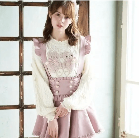 Lolita Suspender Skirt in Dark Pink, Black, and Plaid Black Options - Cosparty