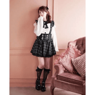Lolita Suspender Skirt in Dark Pink, Black, and Plaid Black Options - Cosparty