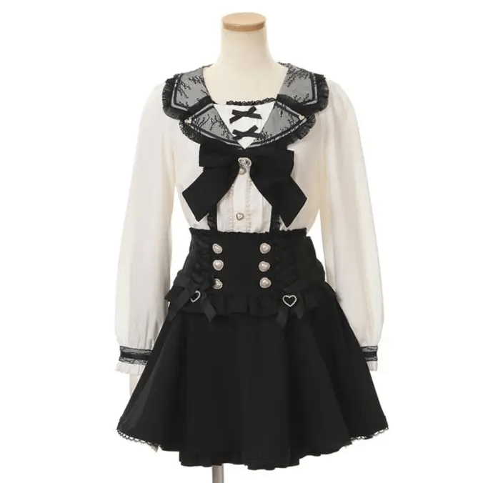 Lolita Suspender Skirt in Dark Pink, Black, and Plaid Black Options - Cosparty