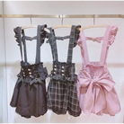 Lolita Suspender Skirt in Dark Pink Black and Plaid Black Options - suspenders