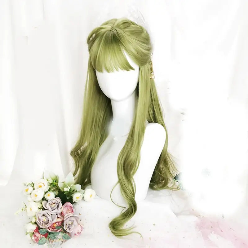 Long Green Lolita Wig with Styling Options and Soft Waves - wig