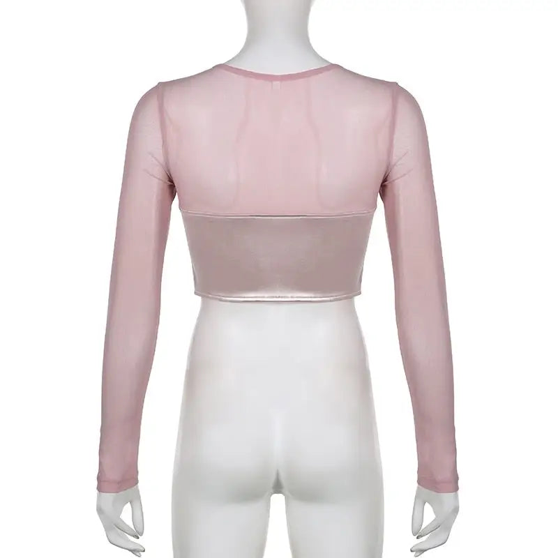 Long Sleeve Satin Bustier Crop Top for Angelcore and Fairycore - shirt