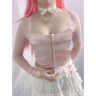 Long Sleeve Satin Bustier Crop Top for Angelcore and Fairycore - shirt