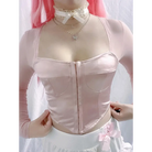 Long Sleeve Satin Bustier Crop Top for Angelcore and Fairycore - shirt