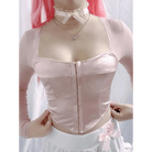 Long Sleeve Satin Bustier Crop Top for Angelcore and Fairycore - Cosparty