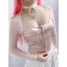 Long Sleeve Satin Bustier Crop Top for Angelcore and Fairycore - Cosparty