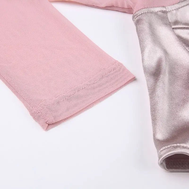 Long Sleeve Satin Bustier Crop Top for Angelcore and Fairycore - Cosparty