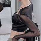 Long Sleeve Satin Bustier Crop Top for Angelcore and Fairycore - Cosparty