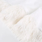 Long Sleeve White Fur Trimmed Sweater Dress for Cozy Winter Style - Dress