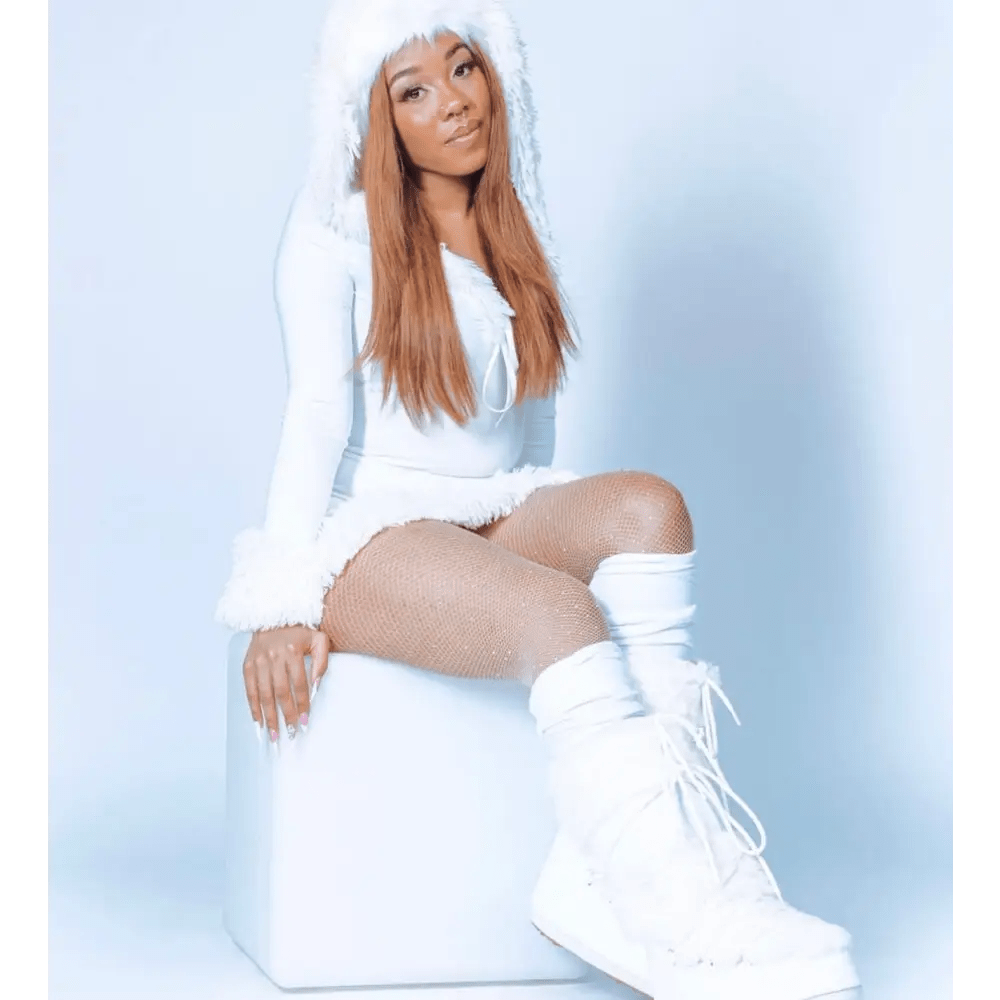 Long Sleeve White Fur Trimmed Sweater Dress for Cozy Winter Style - Cosparty