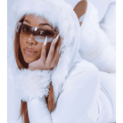 Long Sleeve White Fur Trimmed Sweater Dress for Cozy Winter Style - Cosparty