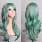 Long Solid Color Cosplay Wig with Face-Framing Fringe - Green - Wig