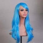 Long Solid Color Cosplay Wig with Face-Framing Fringe - Neon Blue - Wig