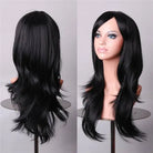 Long Solid Color Cosplay Wig with Face-Framing Fringe - Natural Black - Wig