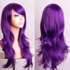 Long Solid Color Cosplay Wig with Face-Framing Fringe - Purple - Wig