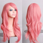 Long Solid Color Cosplay Wig with Face-Framing Fringe - Pink - Wig