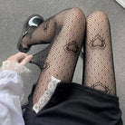 Lovecore Fishnets with Heart Embroidery in Black or White - Cosparty
