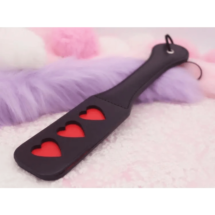 Luxurious Black and Red Vegan Leather Naughty Paddle in New Condition - Cosparty