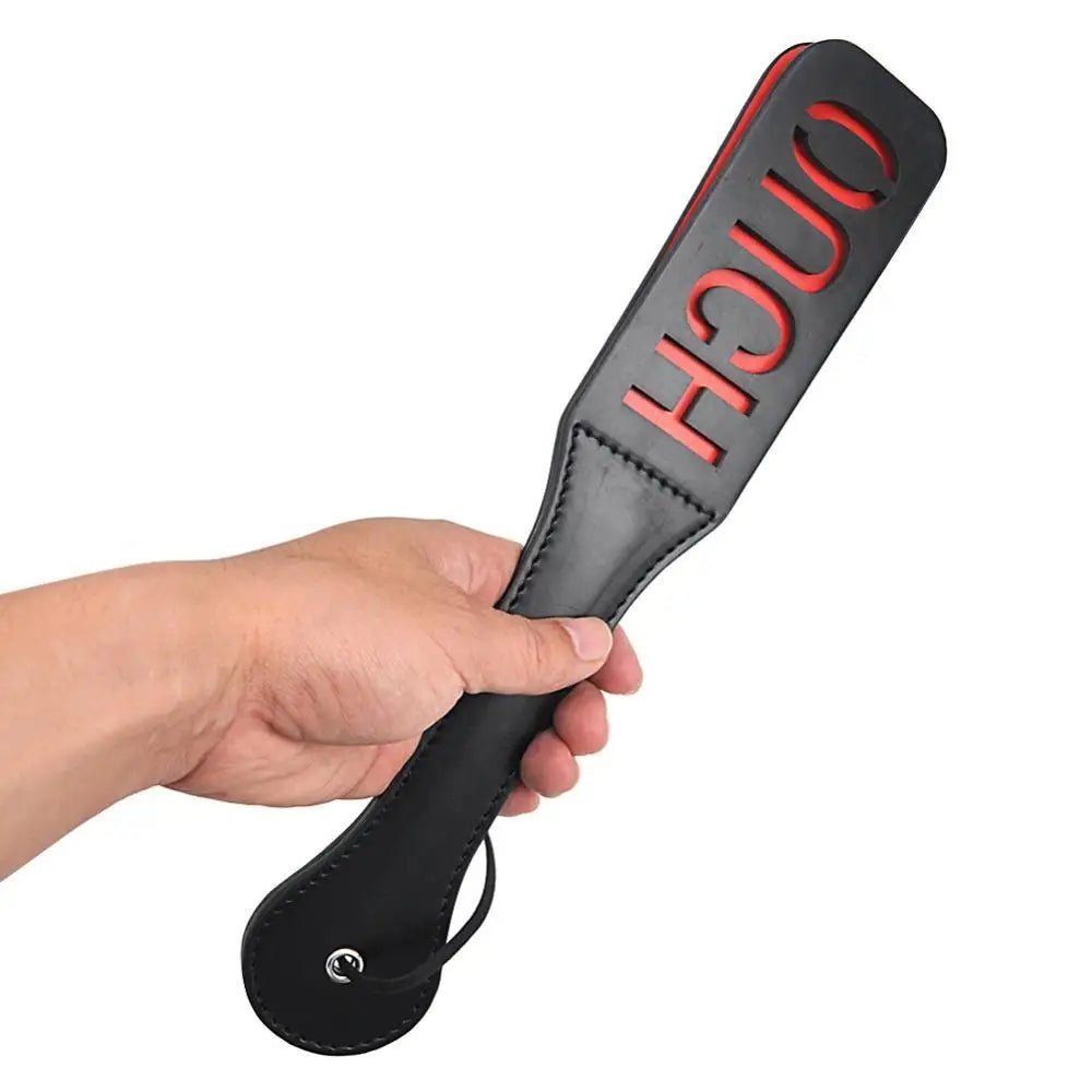Luxurious Black and Red Vegan Leather Naughty Paddle in New Condition - Cosparty