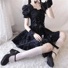 Luxurious Black Gothic Victorian Inspired Gothic Lolita Dress 84cm Waist - Cosparty