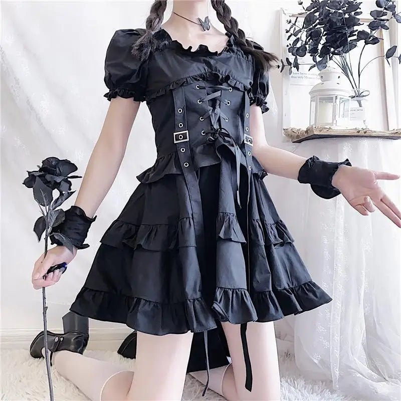 Luxurious Black Gothic Victorian Inspired Gothic Lolita Dress 84cm Waist - Cosparty