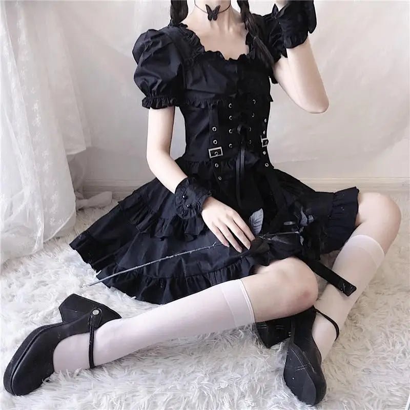 Luxurious Black Gothic Victorian Inspired Gothic Lolita Dress 84cm Waist - Cosparty