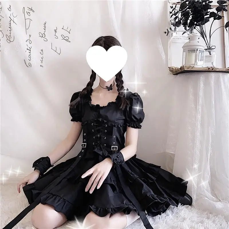 Luxurious Black Gothic Victorian Inspired Gothic Lolita Dress 84cm Waist - Cosparty