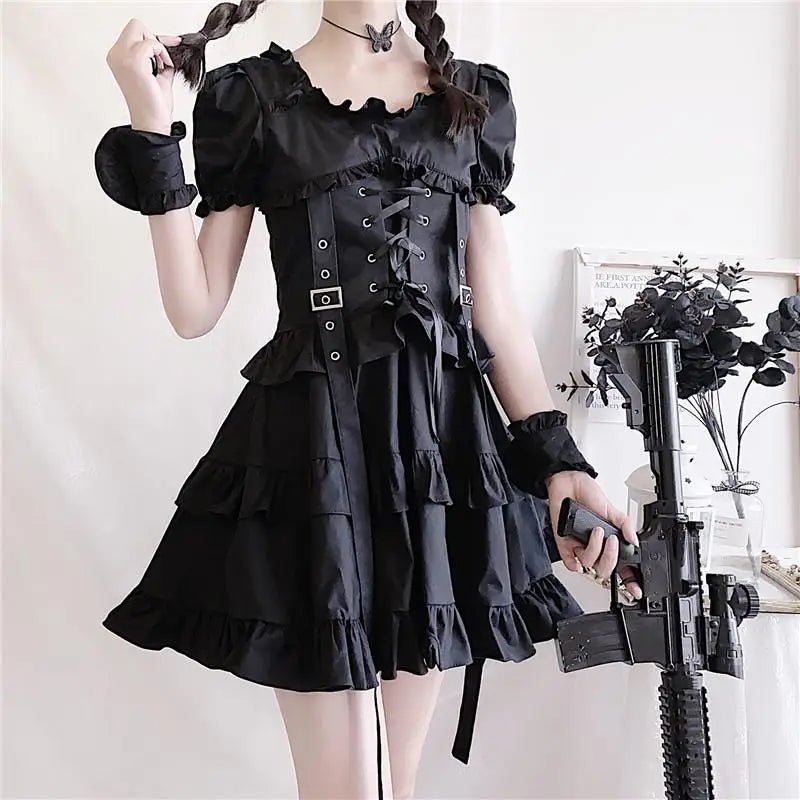 Luxurious Black Gothic Victorian Inspired Gothic Lolita Dress 84cm Waist - Cosparty