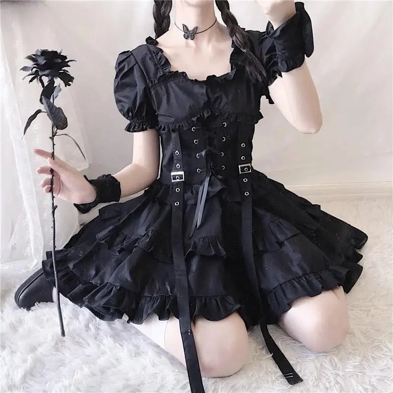 Luxurious Black Gothic Victorian Inspired Gothic Lolita Dress 84cm Waist - Cosparty