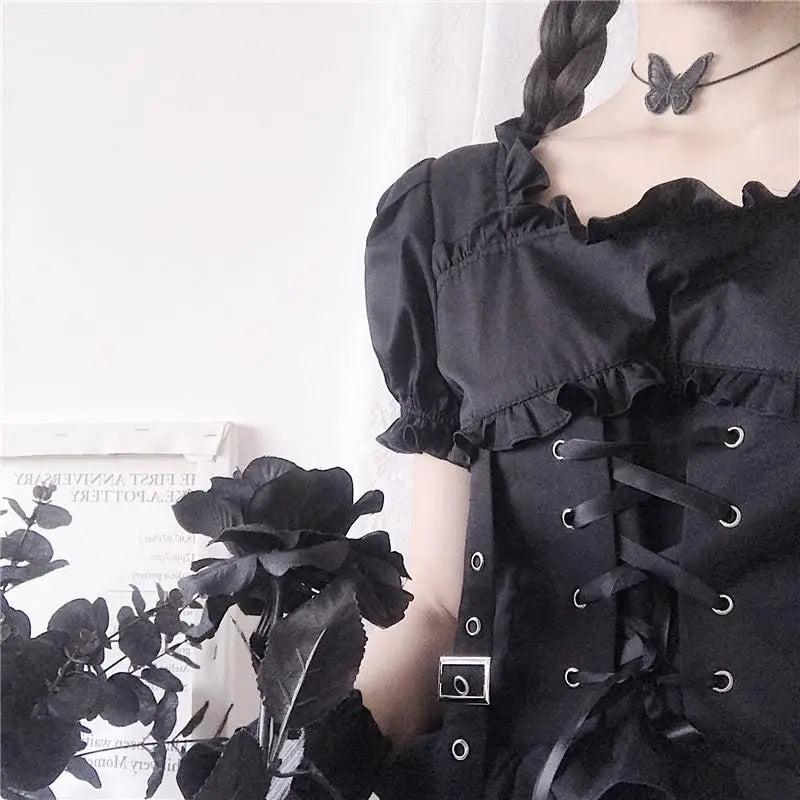 Luxurious Black Gothic Victorian Inspired Gothic Lolita Dress 84cm Waist - dress