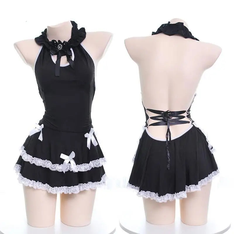 Luxurious Black Ruffled Maid Dress for Roleplaying Vixens - dress