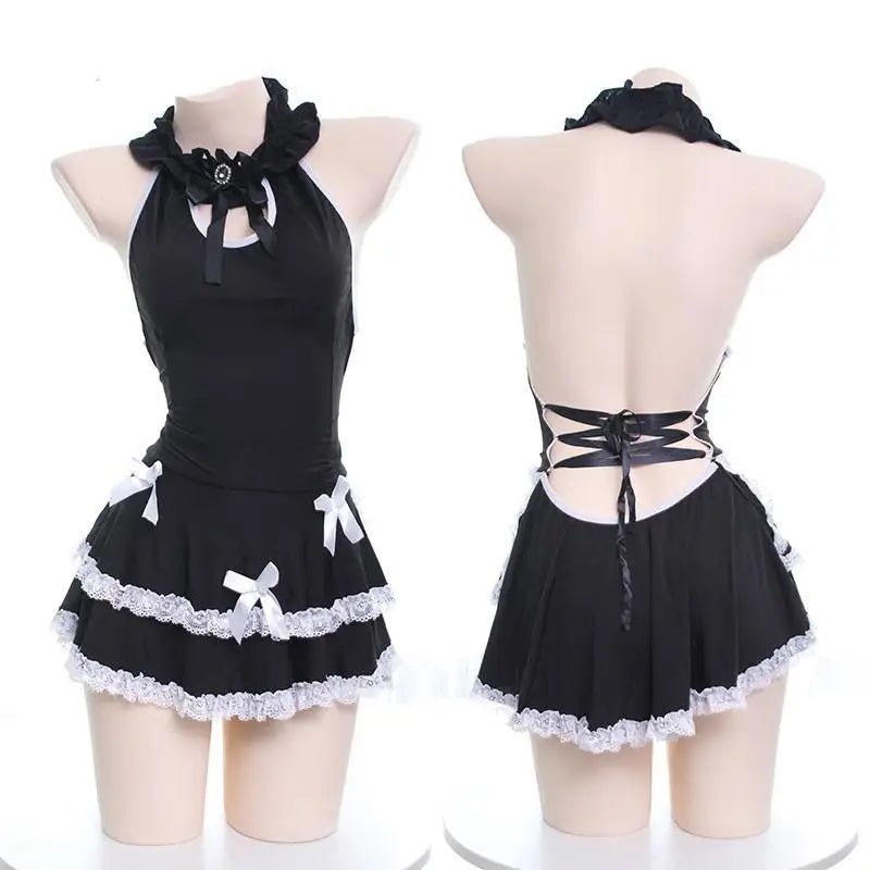 Luxurious Black Ruffled Maid Dress for Roleplaying Vixens - Cosparty