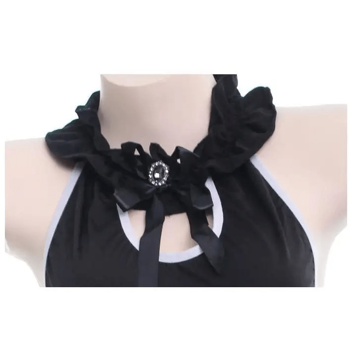 Luxurious Black Ruffled Maid Dress for Roleplaying Vixens - Cosparty